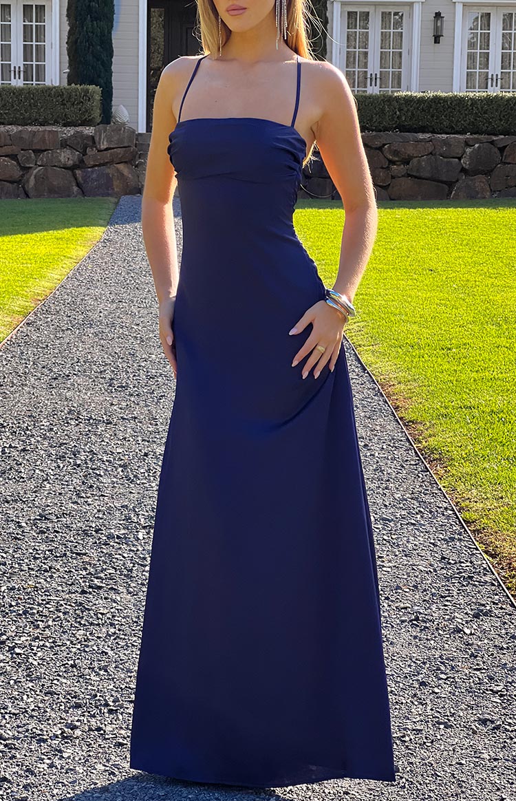 Blaise Navy Satin Maxi Dress — 15