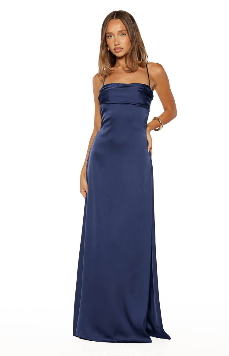 Blaise Navy Satin Maxi Dress — 18