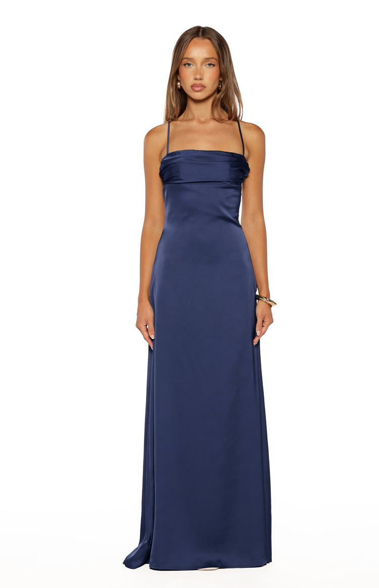 Blaise Navy Satin Maxi Dress — 19
