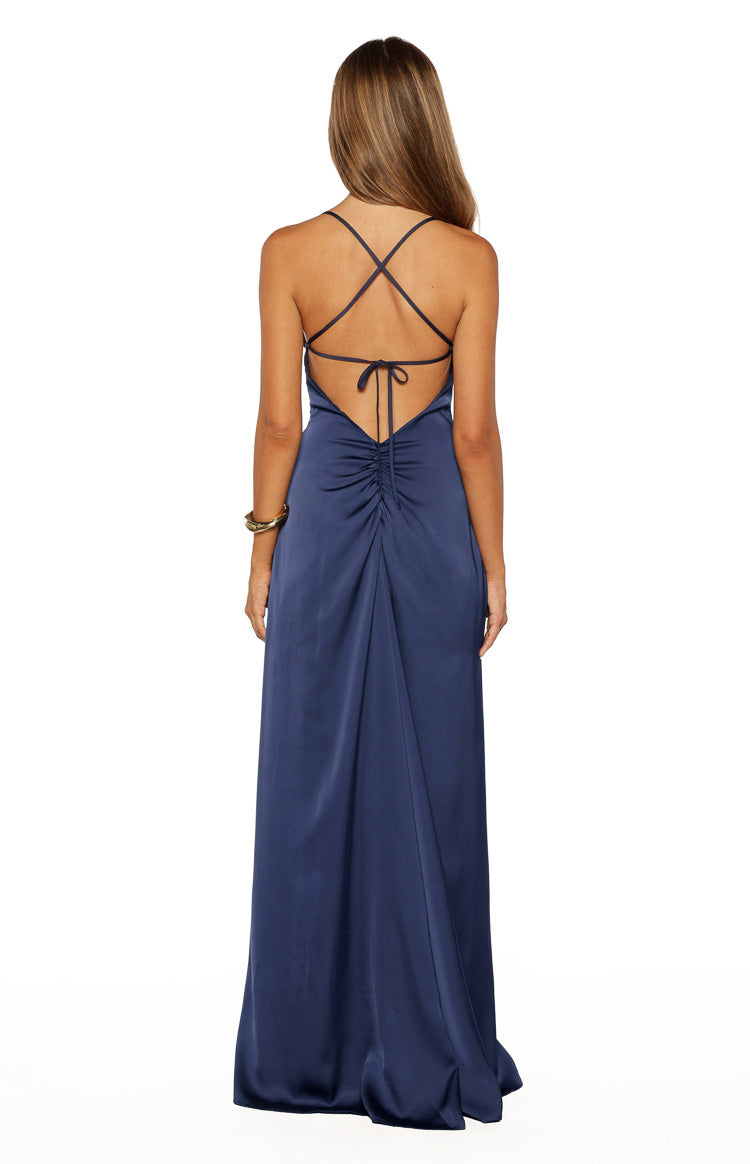 Blaise Navy Satin Maxi Dress — 21