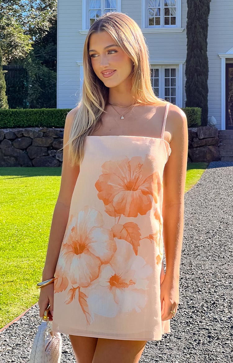 Jannie Orange Floral Mini Dress — 1