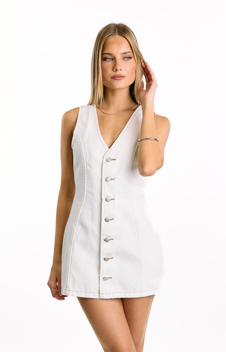 Isla White Wash Denim Mini Dress — 2