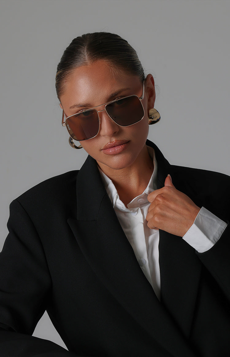 Otra Eyewear Sorrento Brown/Gold Aviator Sunglasses — 1