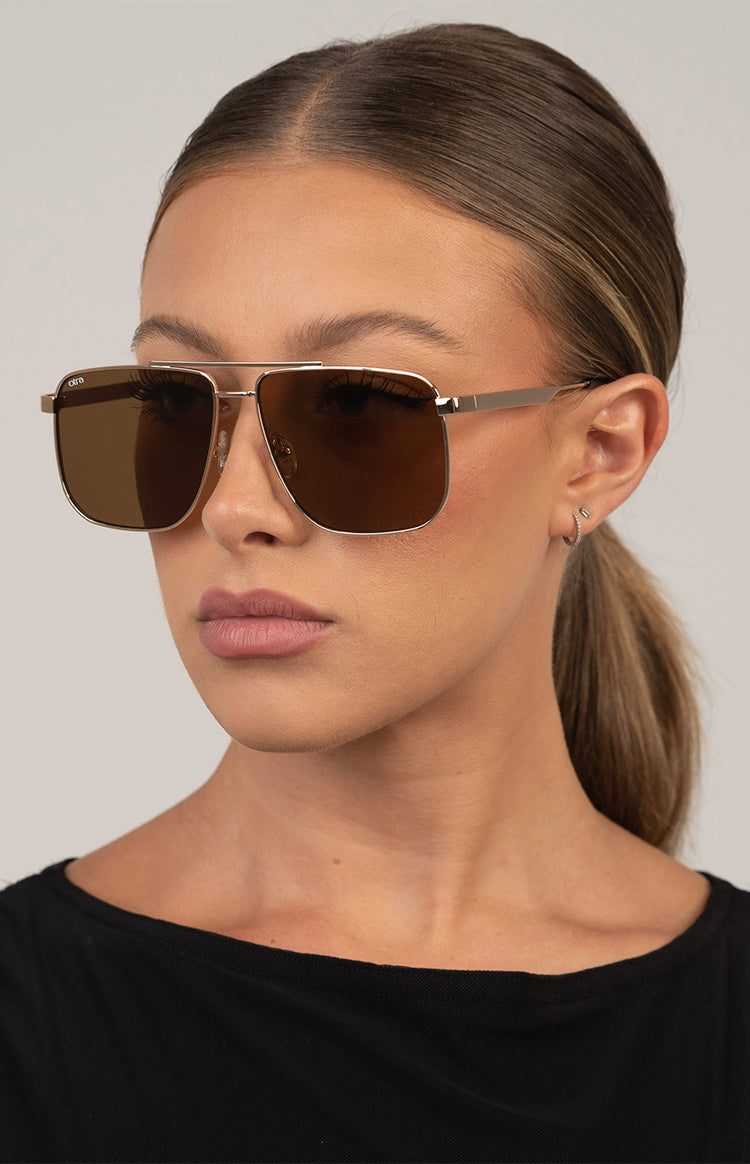 Otra Eyewear Sorrento Brown/Gold Aviator Sunglasses — 7
