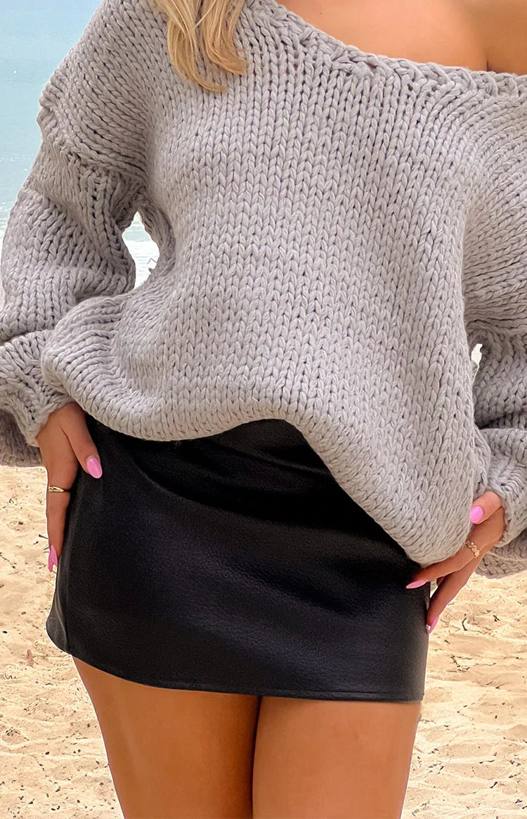 Jaimee Black PU Pebbled Mini Skirt — 7