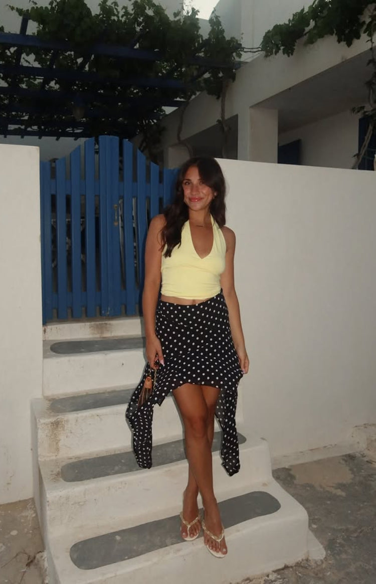Khalea Black Polka Dot Hanky Hem Midi Skirt — 3
