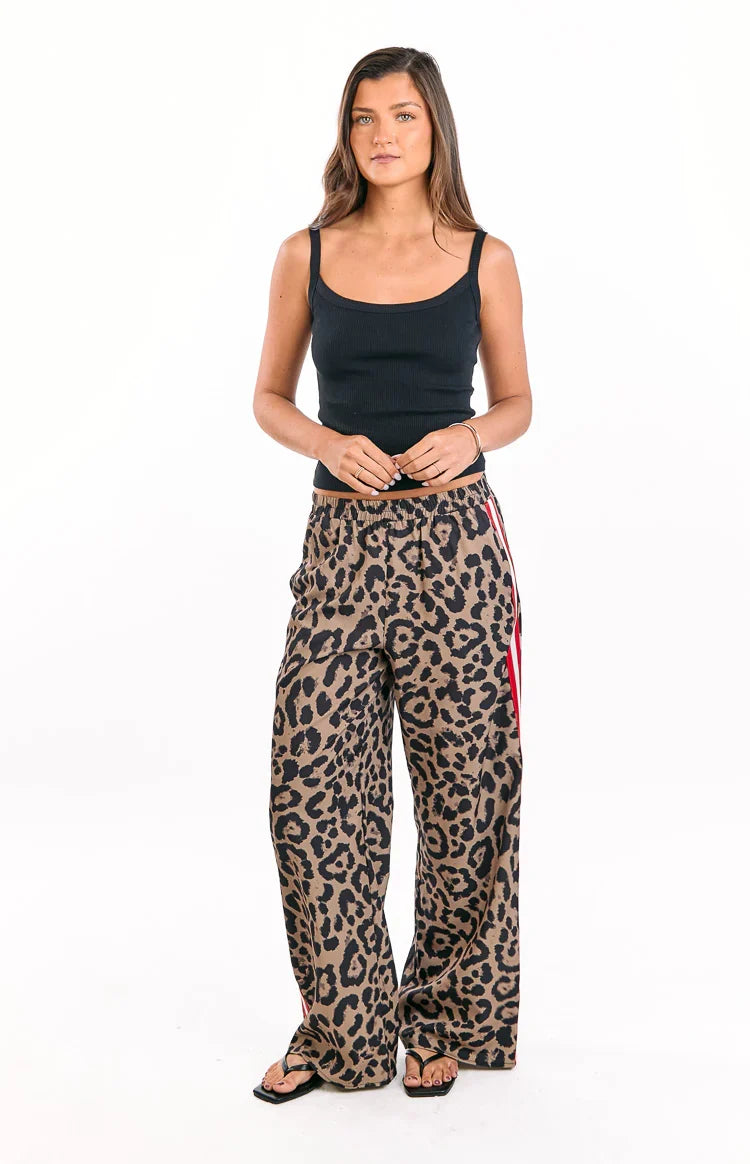 Sharly Leopard Red Racer Stripe Pants — 1