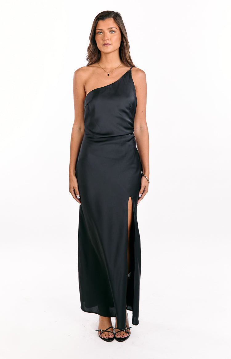 Marriot Black One Shoulder Formal Maxi Dress — 3
