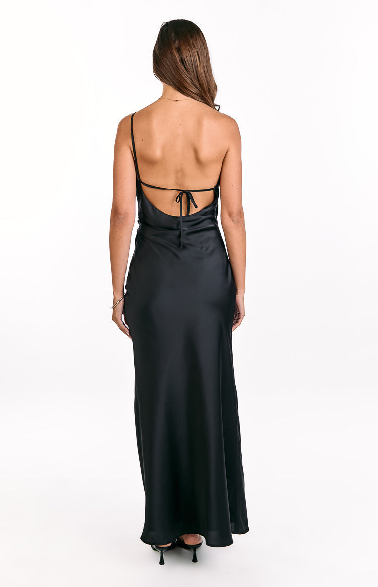 Marriot Black One Shoulder Formal Maxi Dress — 5