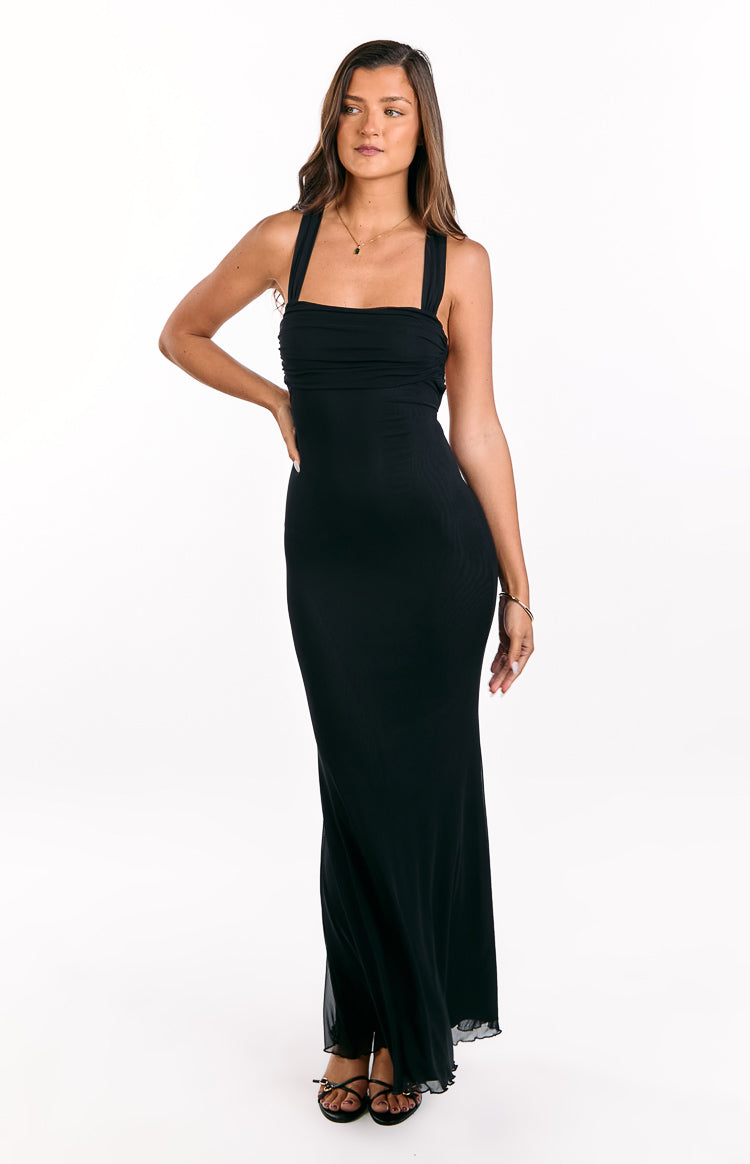 Amberley Black Mesh Formal Maxi Dress — 2