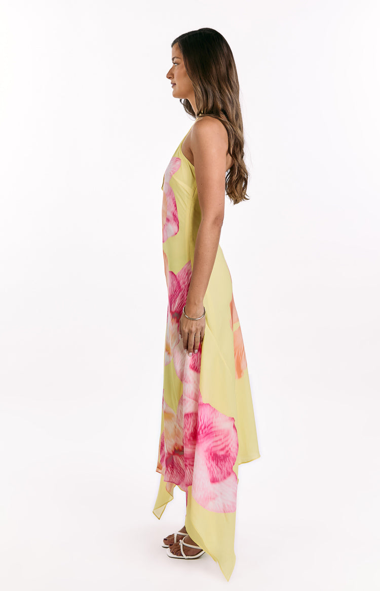 Elowen Yellow Hibiscus Floral Halter Maxi Dress — 4