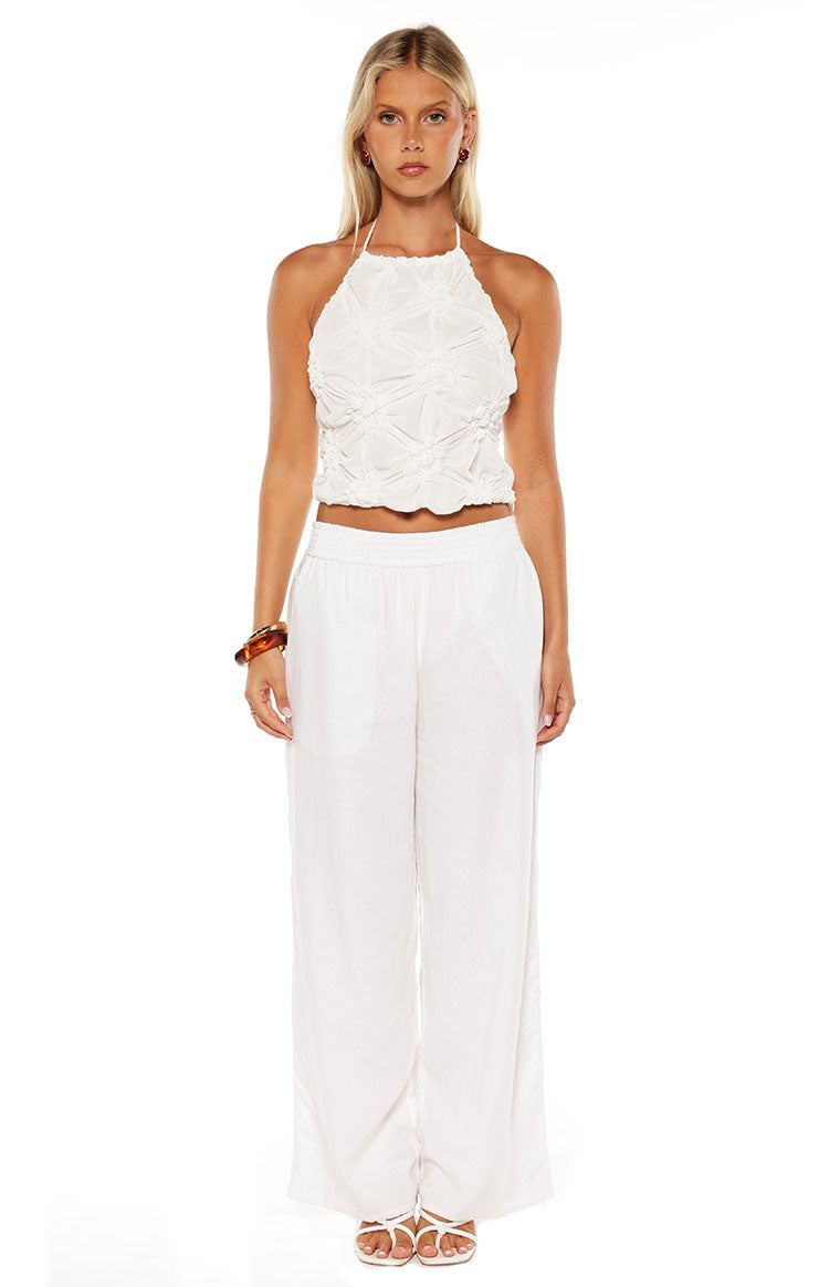 Daisie White Textured Halter Top — 5