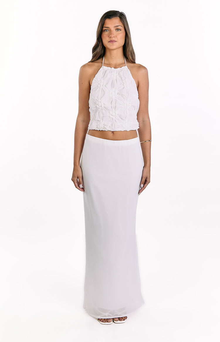 Daisie White Textured Halter Top — 13