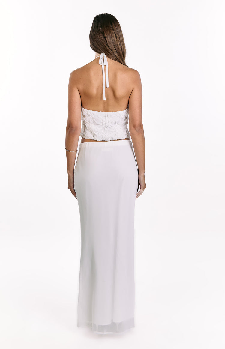 Daisie White Textured Halter Top — 15