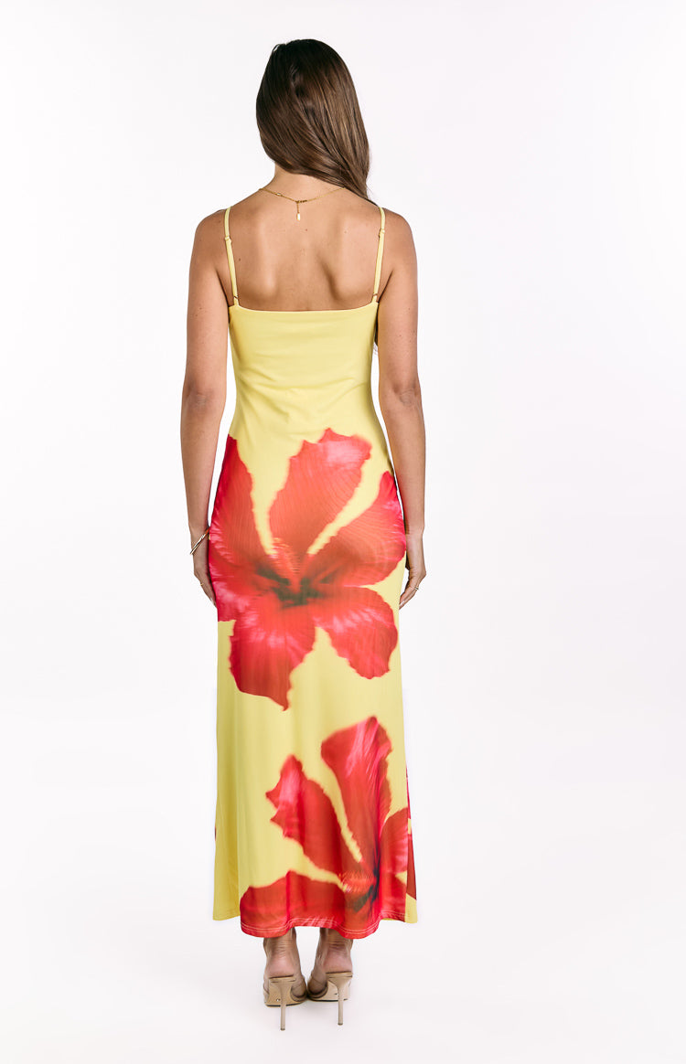 Rosalyn Yellow Hibiscus Print Maxi Dress — 6