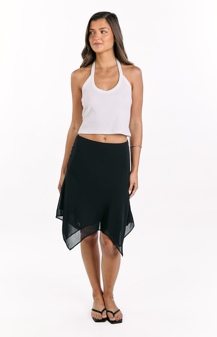 Kaye Black Hanky Hem Midi Skirt — 5