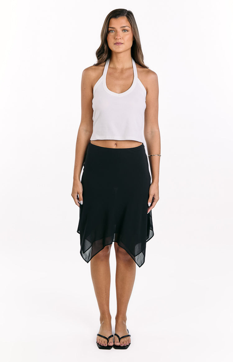 Kaye Black Hanky Hem Midi Skirt — 6