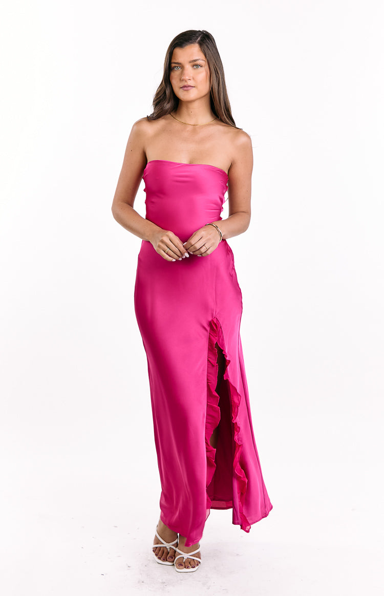 Mackenna Hot Pink Strapless Maxi Dress — 2