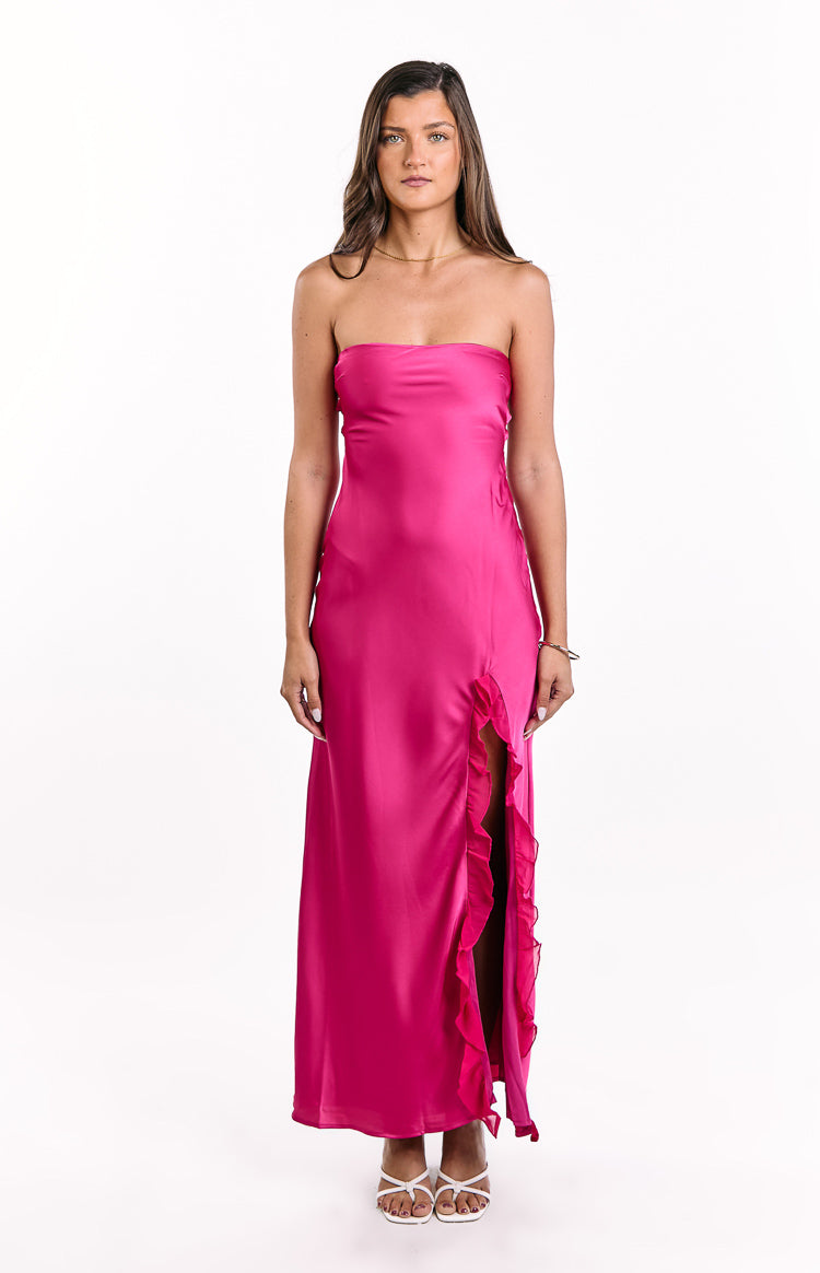 Mackenna Hot Pink Strapless Maxi Dress — 3