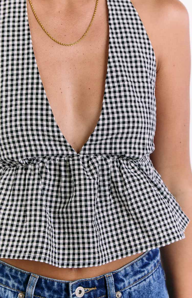 Opolo Black Gingham Crop Top — 6