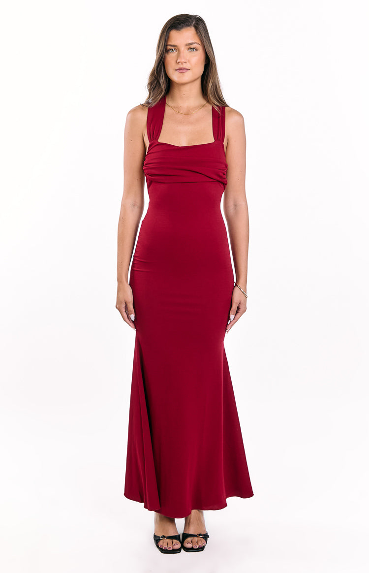 Beverley Wine Crepe Maxi Dress — 11