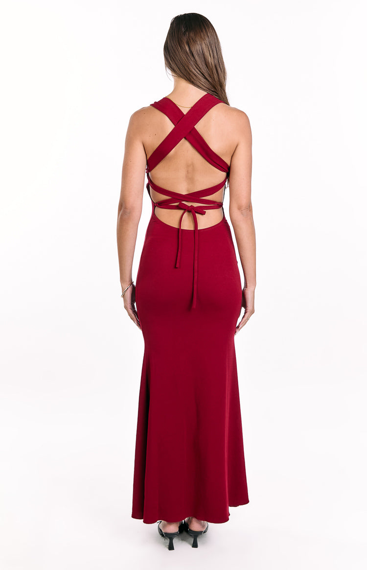 Beverley Wine Crepe Maxi Dress — 13