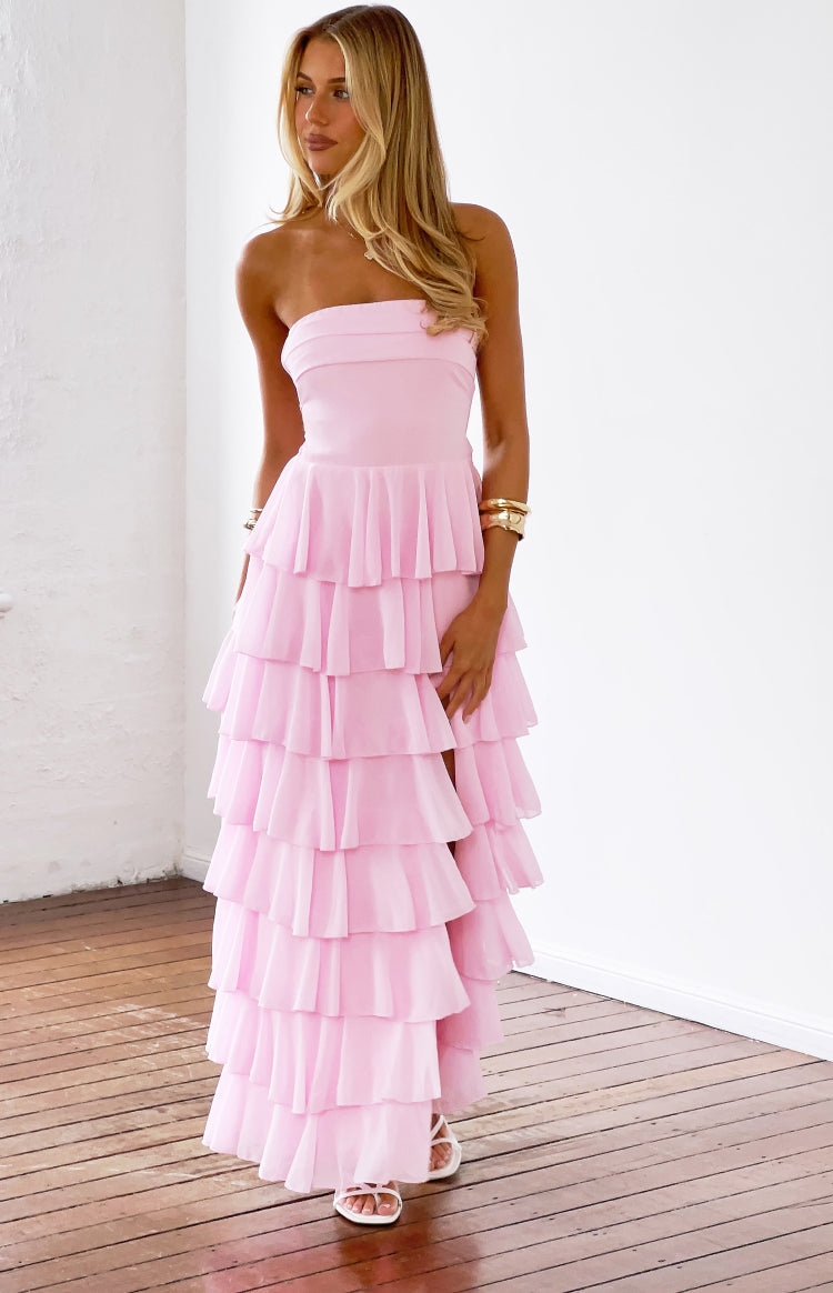 Kim Pink Strapless Ruffle Maxi Dress — 2