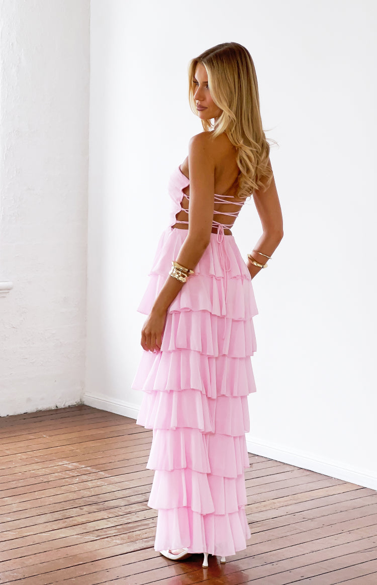 Kim Pink Strapless Ruffle Maxi Dress — 4