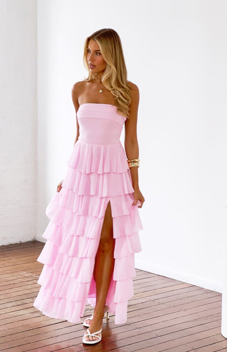 Kim Pink Strapless Ruffle Maxi Dress — 6