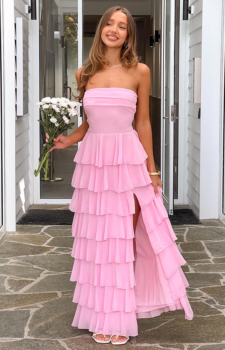 Kim Pink Strapless Ruffle Maxi Dress — 7