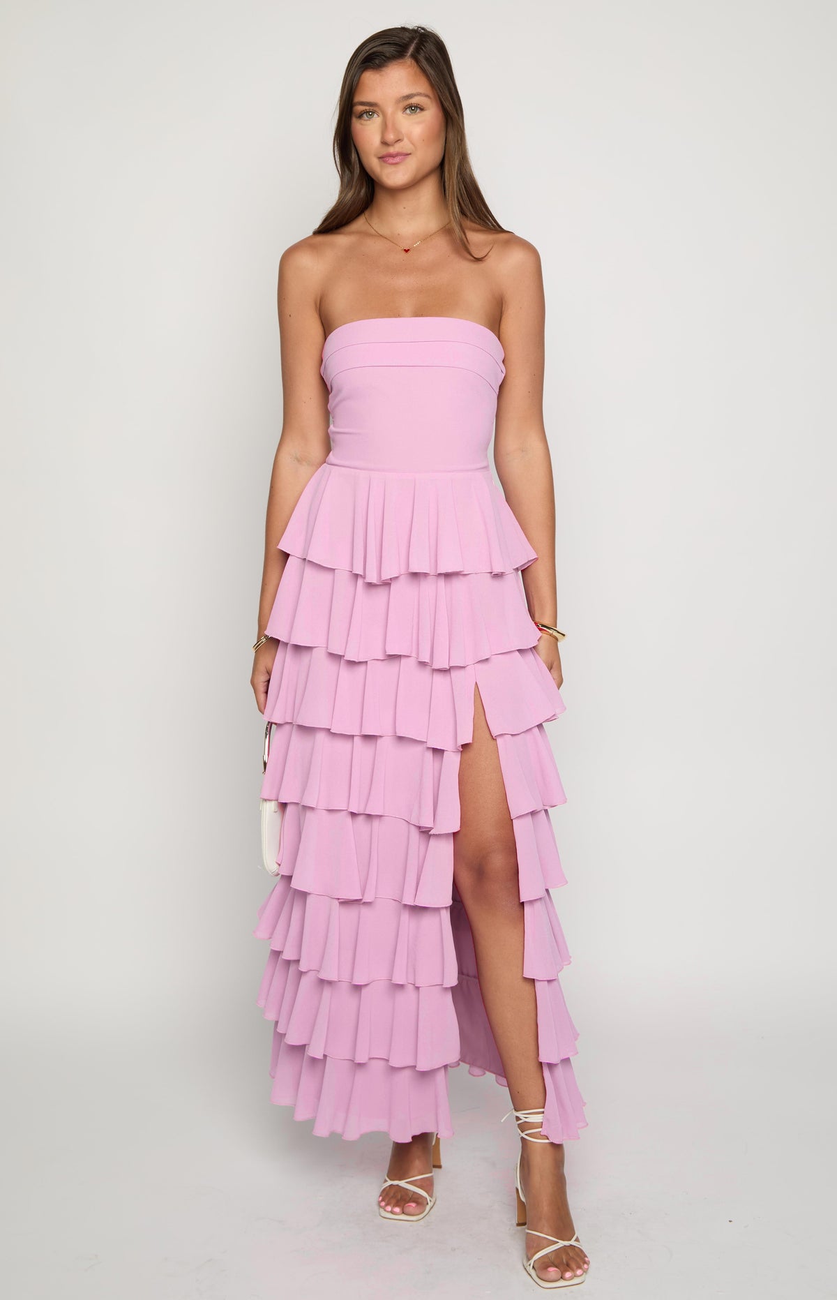 Kim Pink Strapless Ruffle Maxi Dress — 8