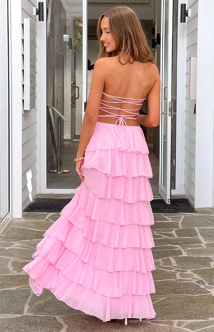 Kim Pink Strapless Ruffle Maxi Dress — 13