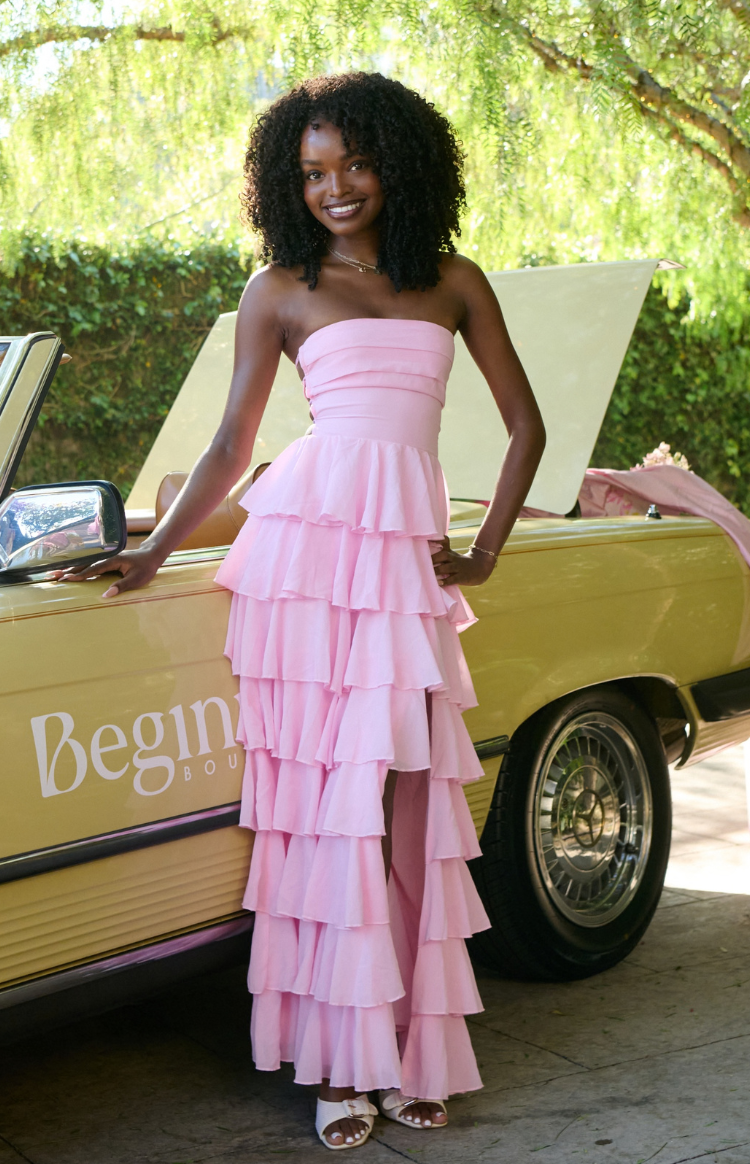 Kim Pink Strapless Ruffle Maxi Dress — 15