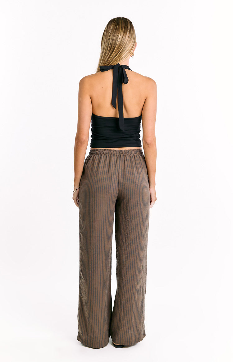 Avandi Brown Stripe Drawstring Waistband Pants — 7