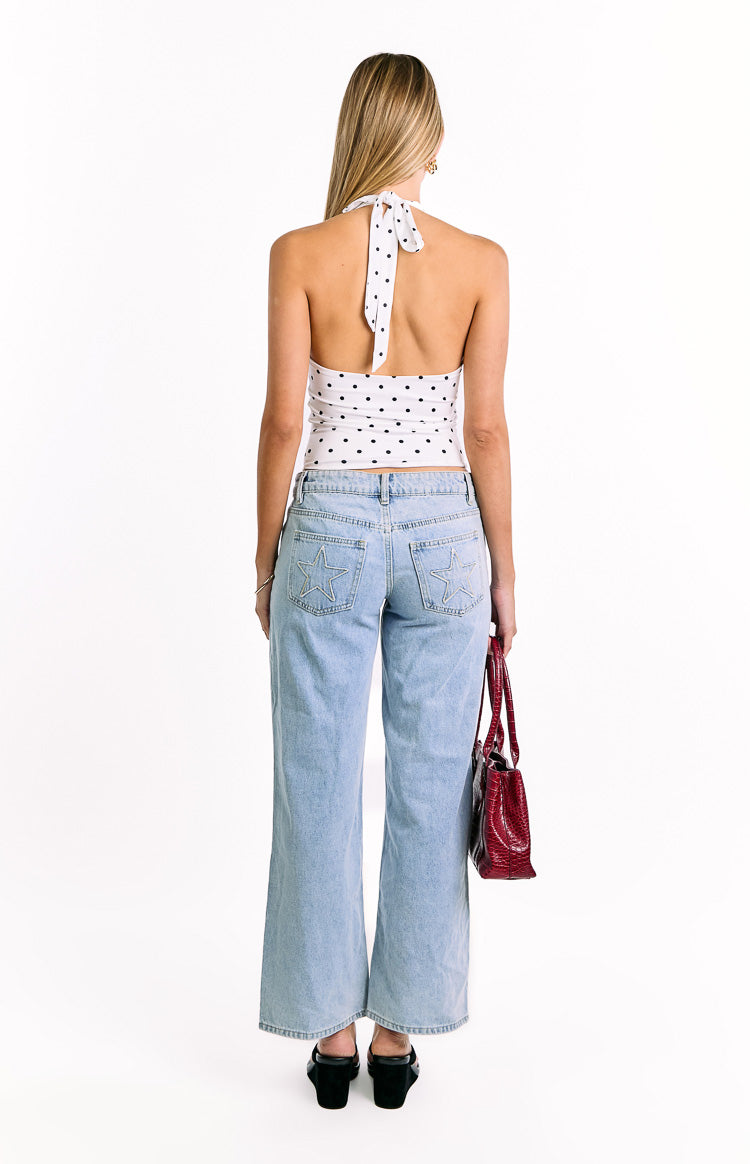 Amora White Polka Dot Crop Top — 10