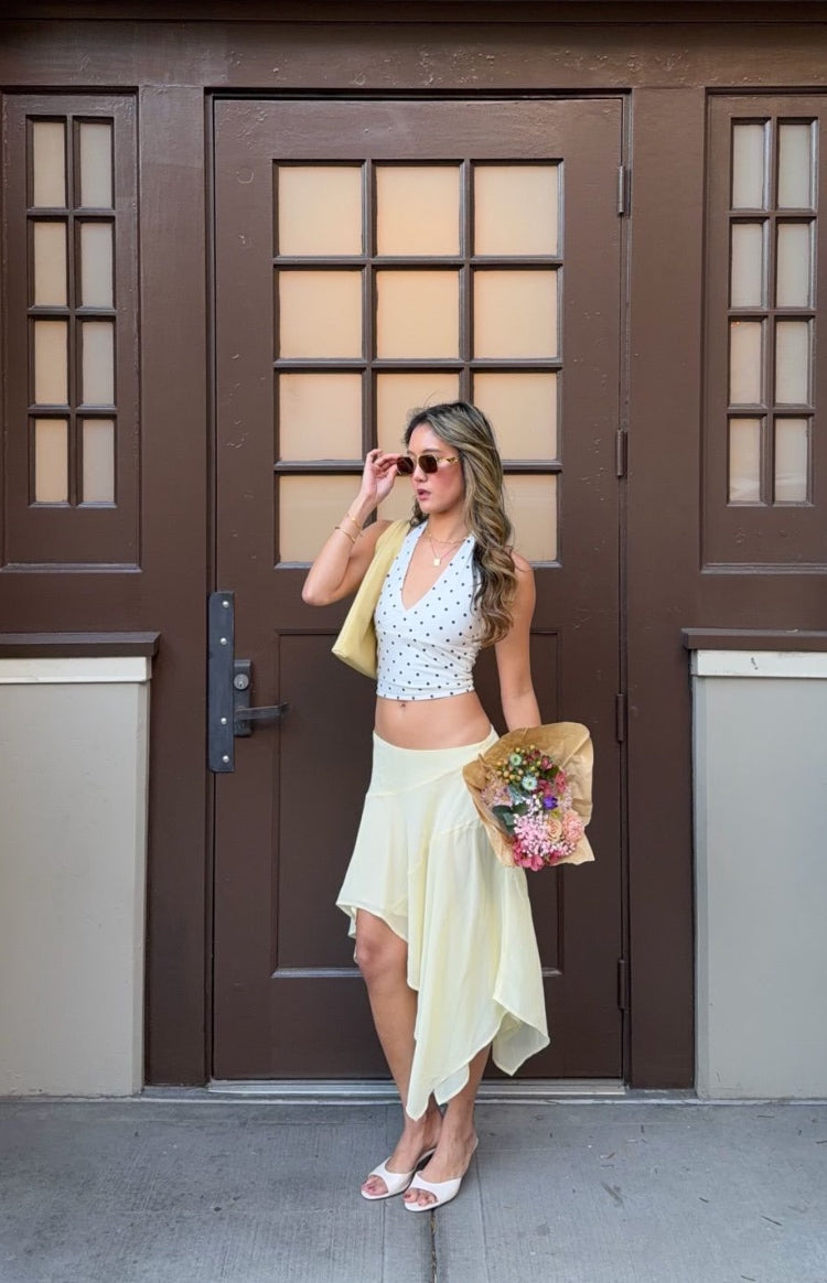 Amora White Polka Dot Crop Top — 13