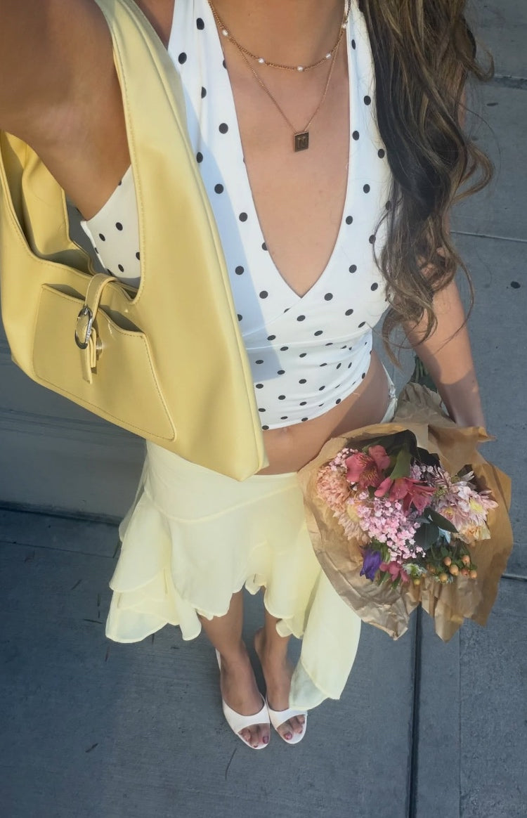 Amora White Polka Dot Crop Top — 14