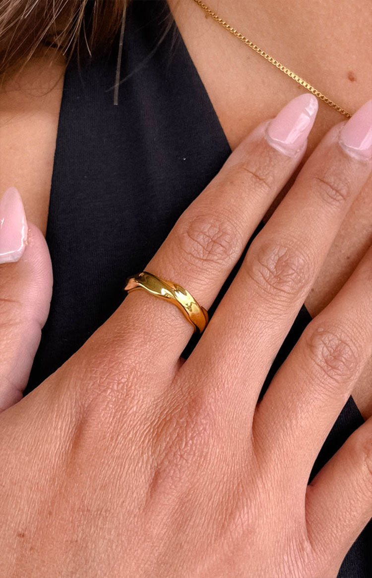 Edern Gold Wave Ring — 1
