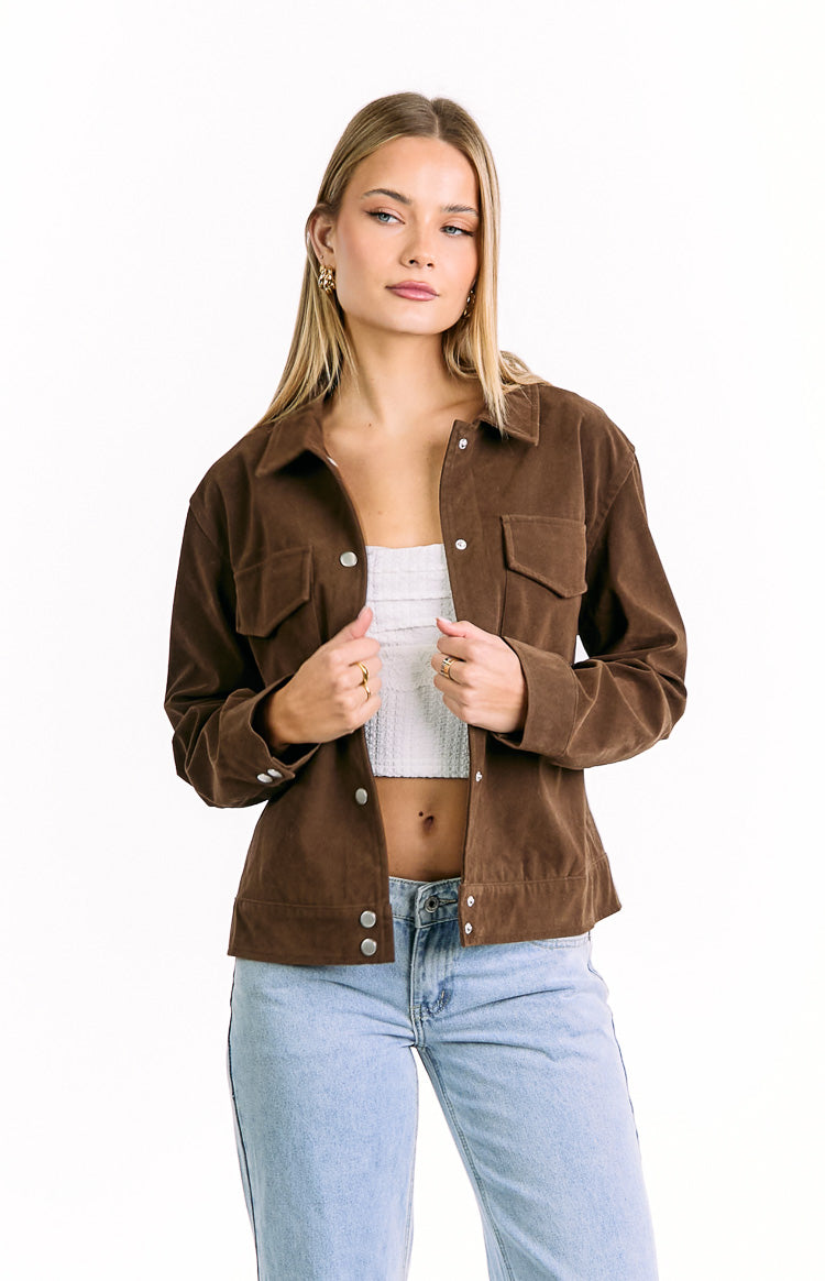 Hallie Suedette Chocolate Brown Jacket — 2