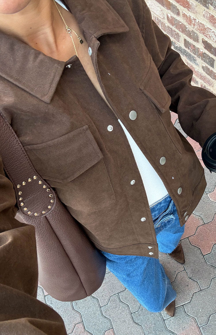 Hallie Suedette Chocolate Brown Jacket — 3