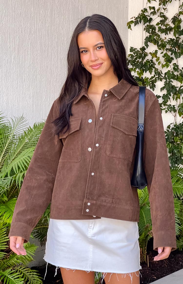 Hallie Suedette Chocolate Brown Jacket — 11