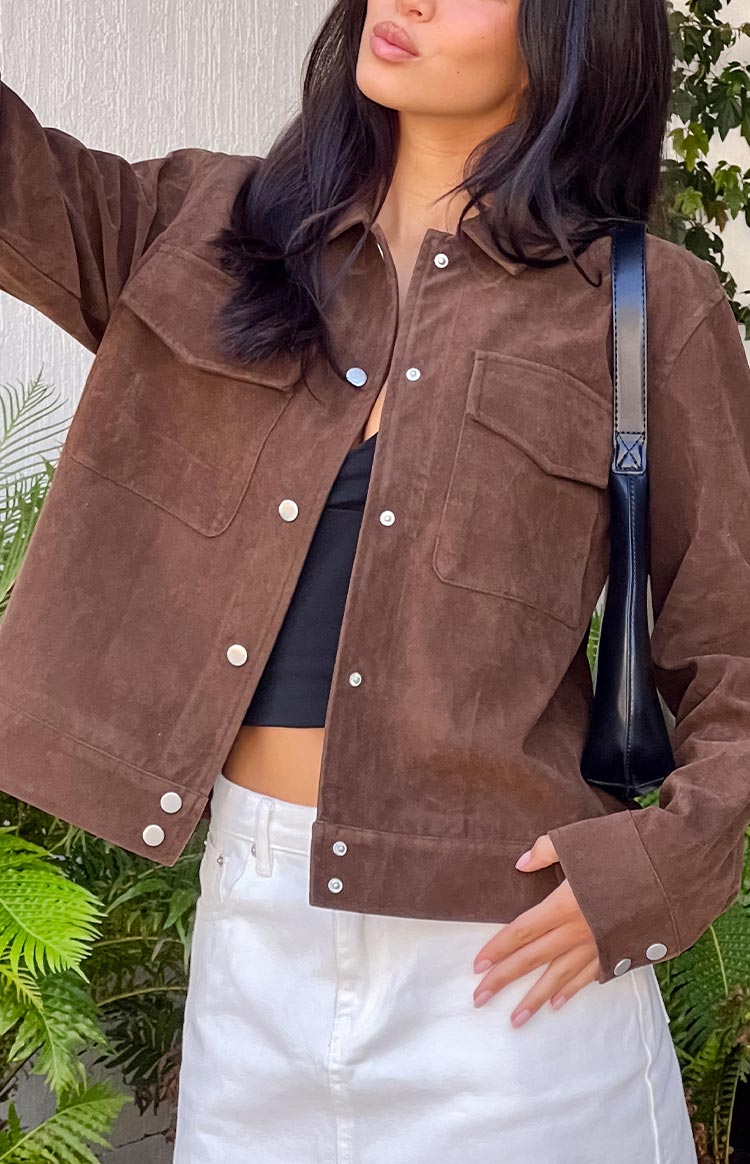 Hallie Suedette Chocolate Brown Jacket — 12