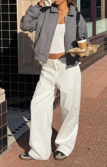 Lila Off White Buckle Pants — 1