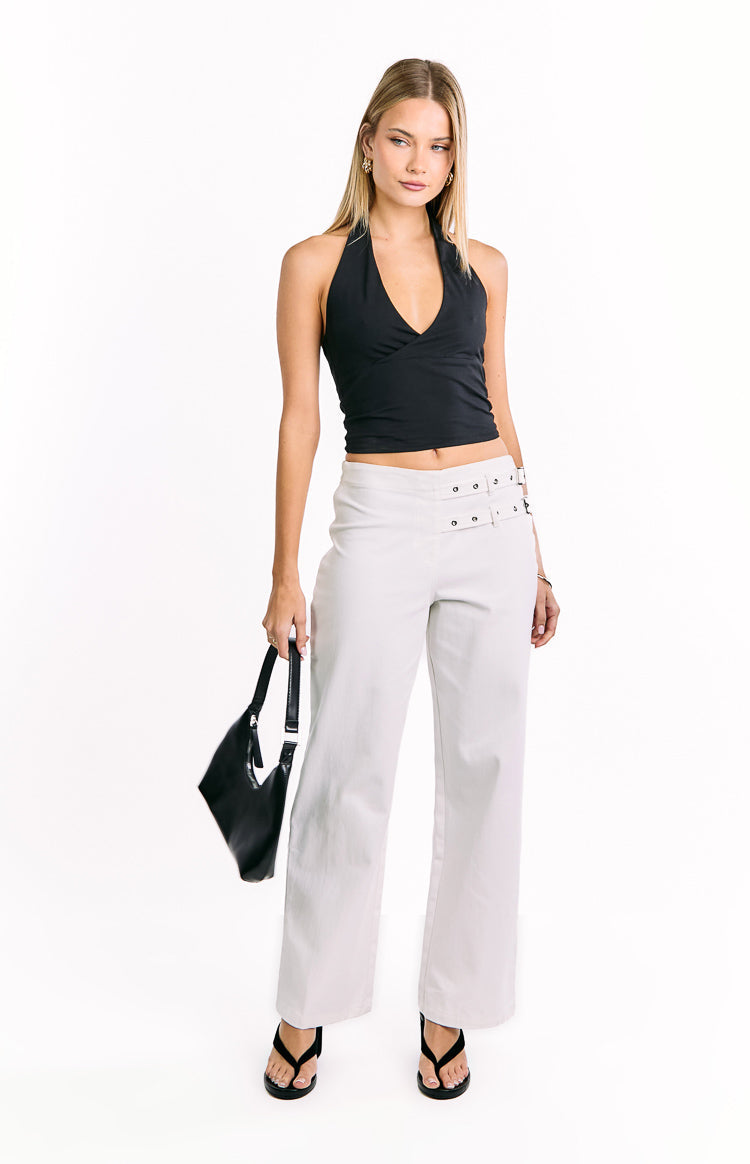 Lila Off White Buckle Pants — 2