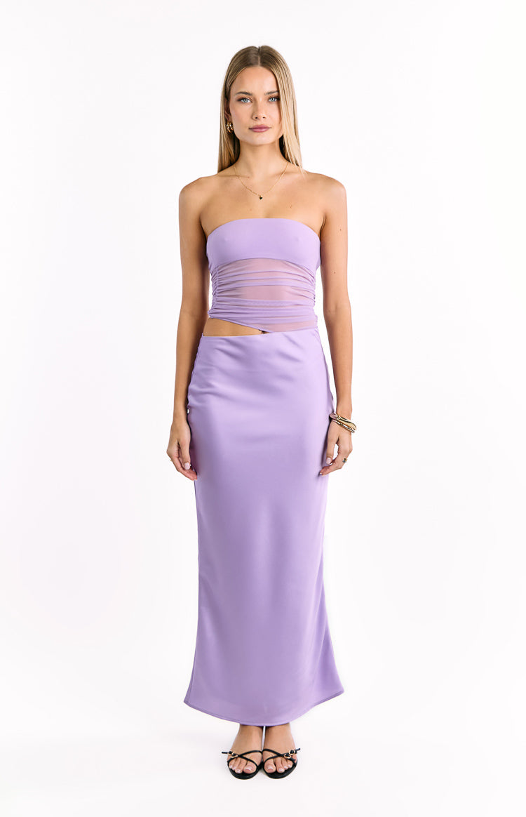 Elinor Lilac Satin Maxi Dress — 1