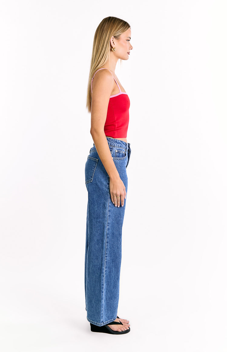 Florrie Red Pink Contrast Knit Top — 4