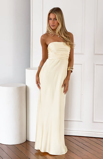 Alexia Yellow Strapless Maxi Dress — 1