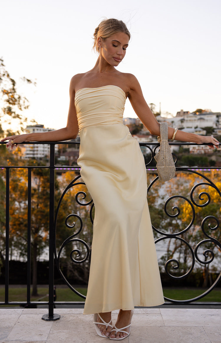 Alexia Yellow Strapless Maxi Dress — 7