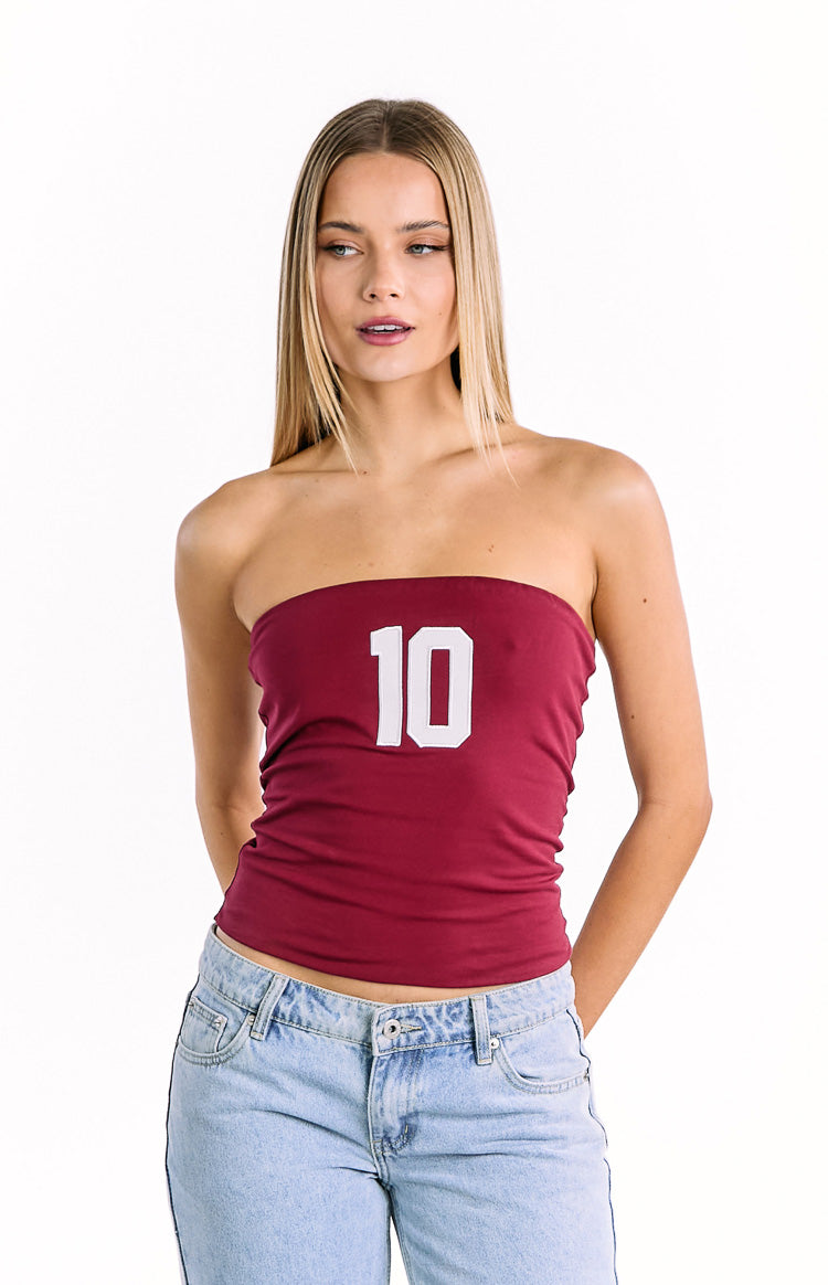 Daisy Burgundy Strapless Top — 1