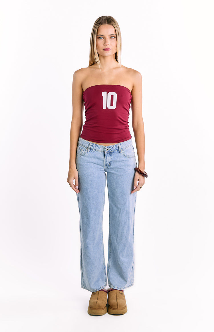 Daisy Burgundy Strapless Top — 3